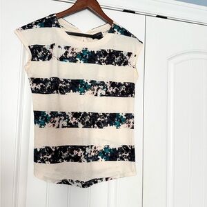 The Limited Floral and Cream Striped Women's Top